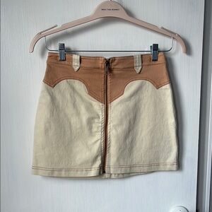 EUC BDG WESTERN Tan and Cream Mini Skirt